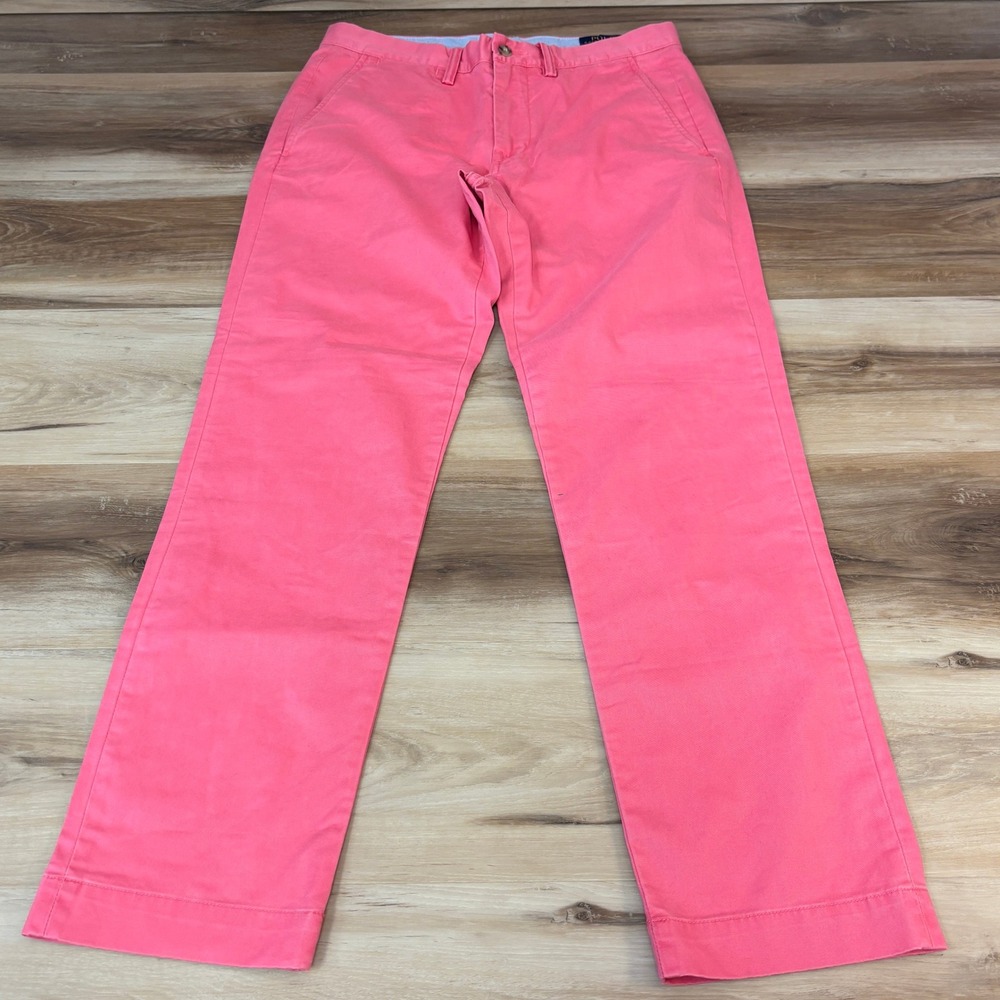 Polo Ralph Lauren Chino Pants Stretch Straight Fit Coral Pink Mens 30 30